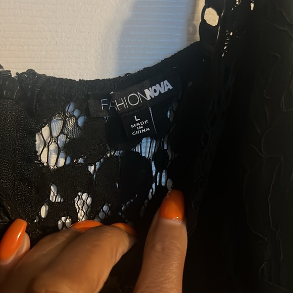 Fashion Nova Lace Dress. See through with built in panty. Size L. Preowned. - Picture 4 of 4